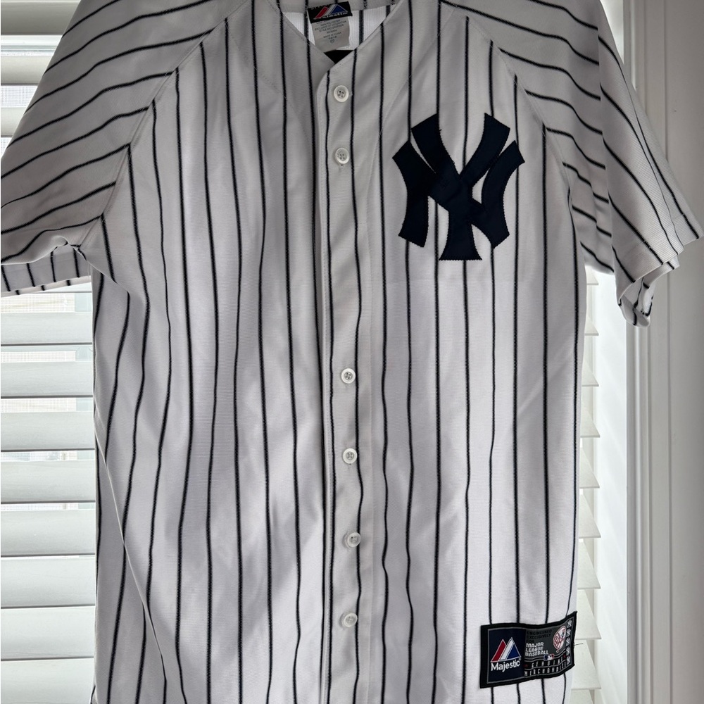 Majestic White and Black Striped Kids Jersey